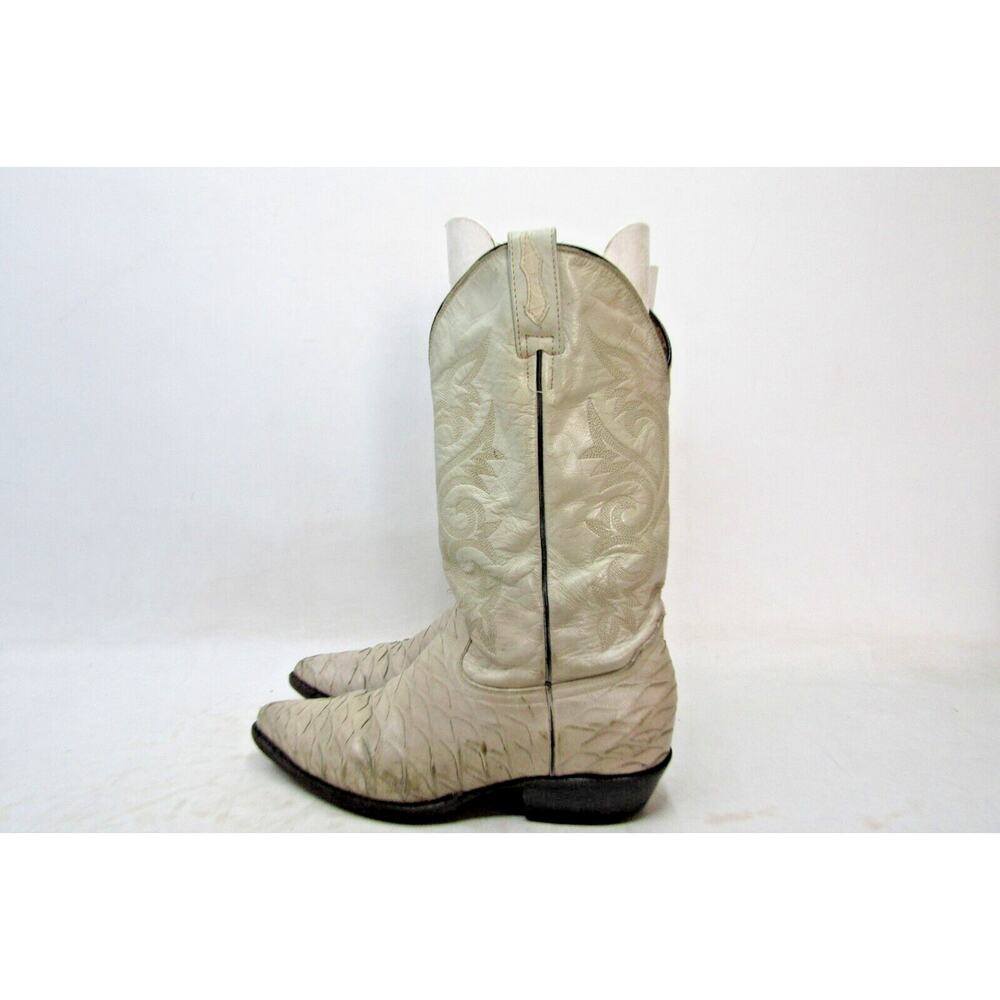 El General Mens Size MEX 27.5 Beige Leather Embossed Cowboy Western Boots